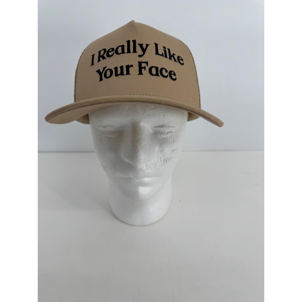 Face Foundrie I Really Like Your Face Tan Khaki Mesh Snapback Trucker Hat Cap